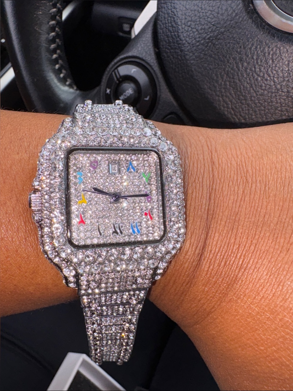 Men's Silver Crystal-Embellished Dress Watch